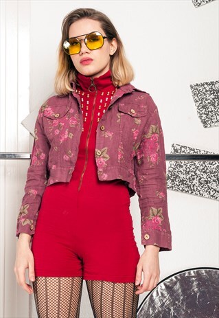 90S VINTAGE CROPPED FLORAL JACKET