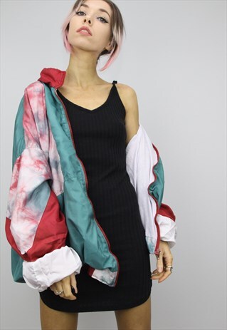 VINTAGE 80S/90S OVERSIZED COLOURFUL SHELL WINDBREAKER JACKET
