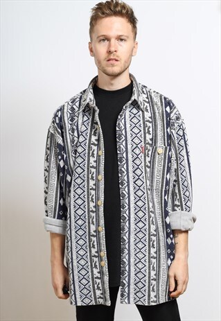 VINTAGE AZTEC PATTERNED SHIRT