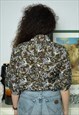 VINTAGE 80S ABSTRACT FLORAL BOTANICA PRINT BLOUSE TOP