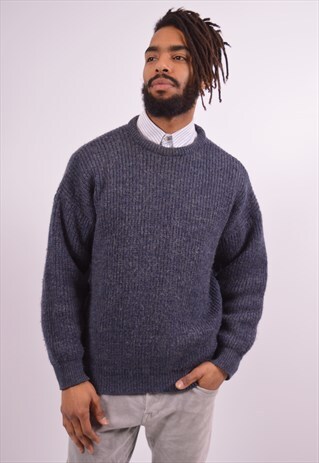 BARBOUR MENS VINTAGE JUMPER SWEATER XL NAVY BLUE 90S