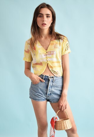 90'S RETRO FESTIVAL ABSTRACT PRINT CROP TOP