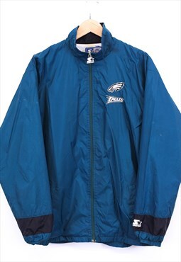 Vintage NFL Starter Eagles Windbreaker Jacket Blue Zip Up 