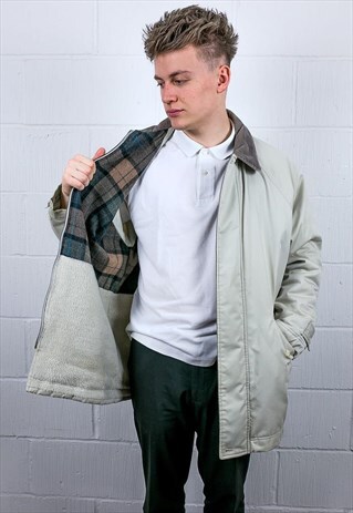 VINTAGE ST MICHAEL CHECK LINED CORD COLLAR JACKET