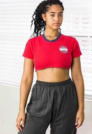 VINTAGE TOMMY HILFIGER REWORKED CROP TOP SHIRT LOGO 90S M 3.