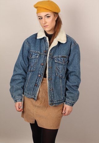 VINTAGE WRANGLER DENIM FLEECE LINED JACKET ASM1592
