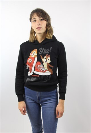 VINTAGE DISNEY BLACK CHIP N DALE HOODIE