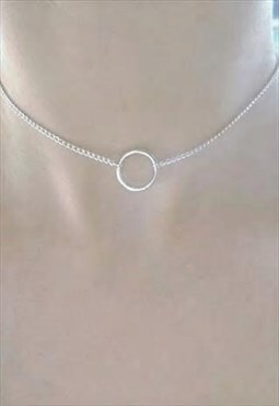 silver chain ring choker