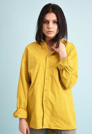 Y2K MUSTARD YELLOW OVERSIZED DADS SHIRT TOP