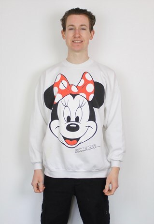 VINTAGE DISNEY MINNIE MOUSE SWEATSHIRT IN WHITE WITH GRAPHIC