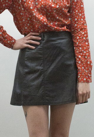 VINTAGE A-LINE MINI LEATHER SKIRT