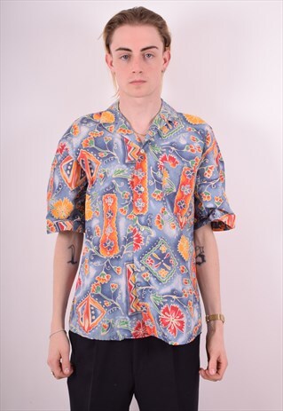 MENS VINTAGE SHIRT XL MULTI FLORAL 90S
