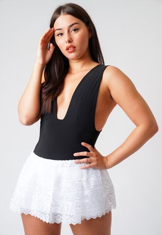 SAMANTHA WHITE LACE SHEER MINI SKIRT