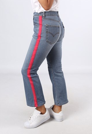 KICK FLARE SIDE STRIPE REWORKED JEANS FLARED UK 10 (G31G)