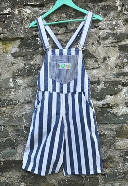 Vintage 80s Striped Dungaree Shorts