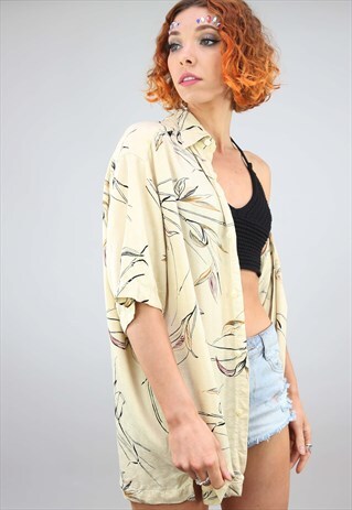VINTAGE 80S 90S OVERSIZED SHORT SLEEVE PATTERNED SHIRT