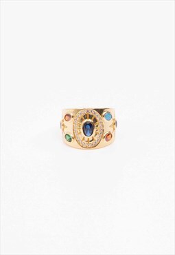 New Chunky Gold Gem Adjustable Ring