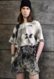 TIE-DYE FLEECE JOGGERS DETACHABLE HANDMADE GRUNGE OVERALLS 