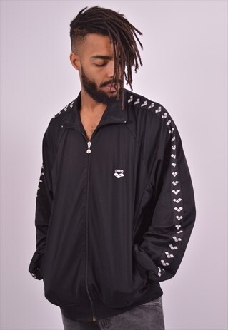 VINTAGE ARENA TRACKSUIT TOP JACKET BLACK