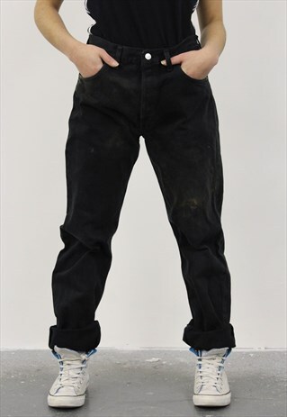 VINTAGE LEVI'S 501 BLACK PAINT MOM JEANS