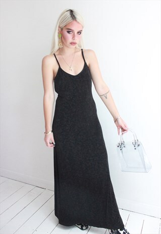 VINTAGE 90S LONG BLACK STRAPPY DRESS