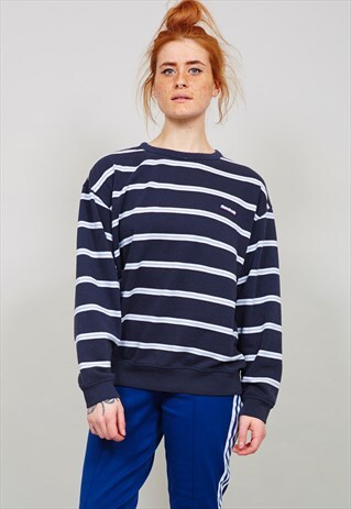 VINTAGE 90'S OVERSIZED NAVY BLUE REEBOK STRIPED SWEATER