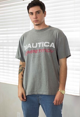 VINTAGE NAUTICA T-SHIRT LOGO 90S L 8.9