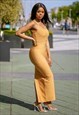 Ribbed Strappy Maxi Bandage Dress
