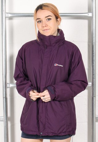 VINTAGE BERGHAUS JACKET PURPLE WINDBREAKER RAIN COAT UK 16