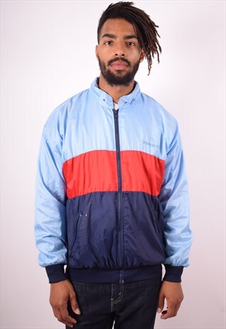 ADIDAS MENS VINTAGE TRACKSUIT TOP JACKET LARGE BLUE 90S