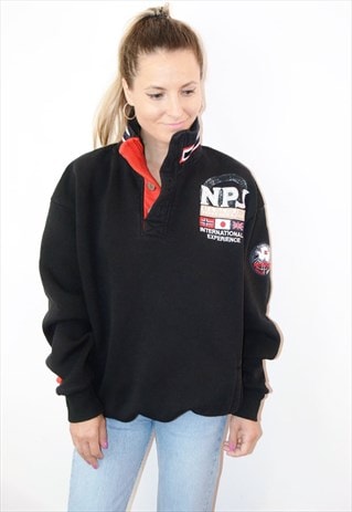 VINTAGE 90S NAPAPIJIRI 1/4 EMBROIDERED LOGO SWEATSHIRT