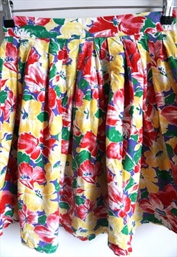 Vintage Mini Floral Skirt, Sun, High waist, Flowers
