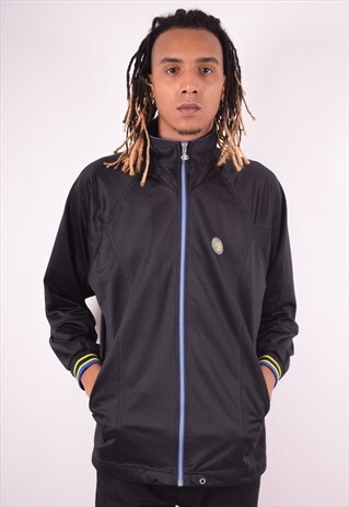 CHAMPION MENS VINTAGE TRACKSUIT TOP JACKET LARGE BLACK 90S