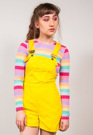VINTAGE 90'S BRIGHT YELLOW DENIM DUNGAREES