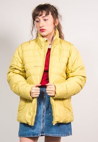 VINTAGE 90'S PASTEL YELLOW THICK PUFFER JACKET