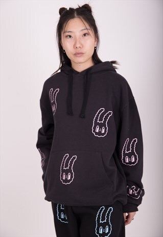 BLACK & PINK BUNNY BOY ALL-OVER PRINT HOODIE
