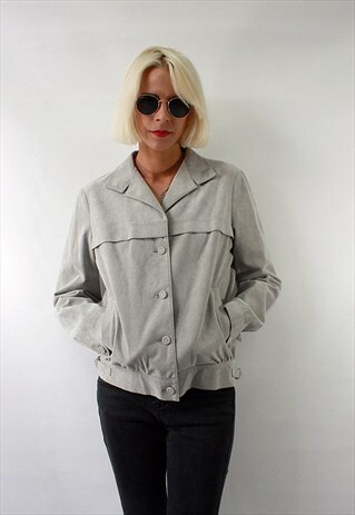 VINTAGE 80'S BEAUTIFUL SIMPLE SUEDE GREY JACKET