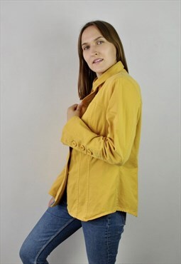 Women's S Bright yellow Jacket Blazer Coat Top Shirt Worker