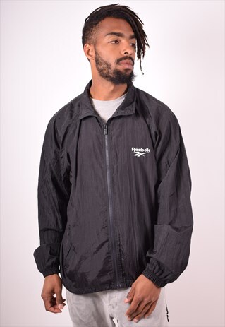 REEBOK MENS VINTAGE JACKET LARGE BLACK 90S