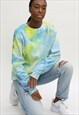 HAND DYED SWEATSHIRT GREEN, YELLOW AND BLUE