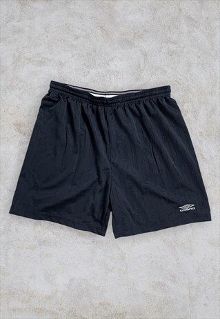 VINTAGE UMBRO BLACK SHORTS SPORTS LARGE