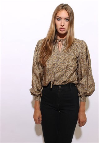VINTAGE 1970'S 70'S YVES SAINT LAURENT PAISLEY SILK TOP S-M