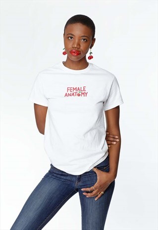 CHERRY POSE FEMALE ANATOMY T-SHIRT WHITE