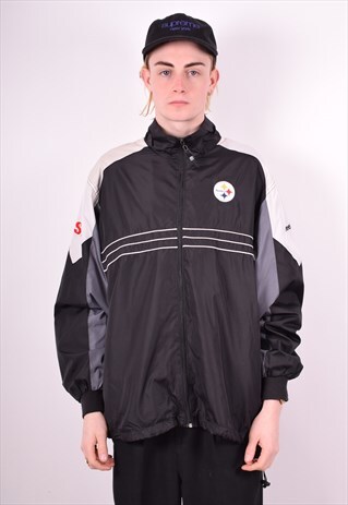 REEBOK MENS VINTAGE TRACKSUIT TOP JACKET XL BLACK 90'S