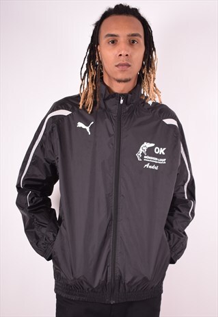 PUMA MENS VINTAGE RAIN JACKET LARGE BLACK 90S