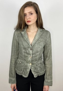 Pure Linen blazer, Lightweight cropped jacket