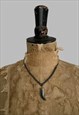 70'S VINTAGE GREY JET BEADED SHARK TOOTH NECKLACE