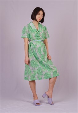 Green Dress with White Florals