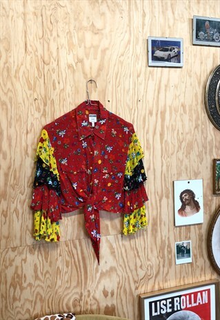 RARE VINTAGE 80S MOSCHINO RUFFLED BLOUSE