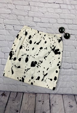 Faux Fur Dalmatian Print Skirt